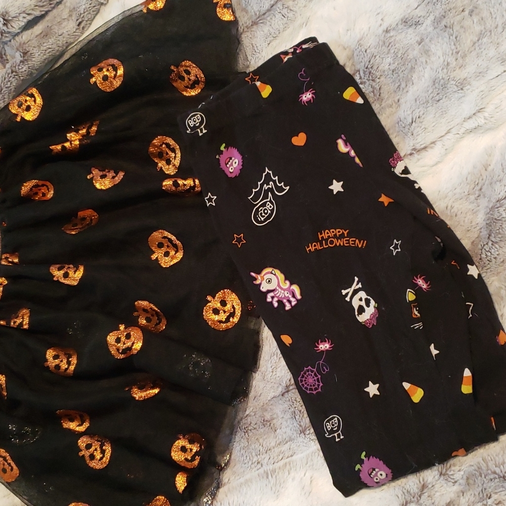 Girls halloween skirt and leggings
